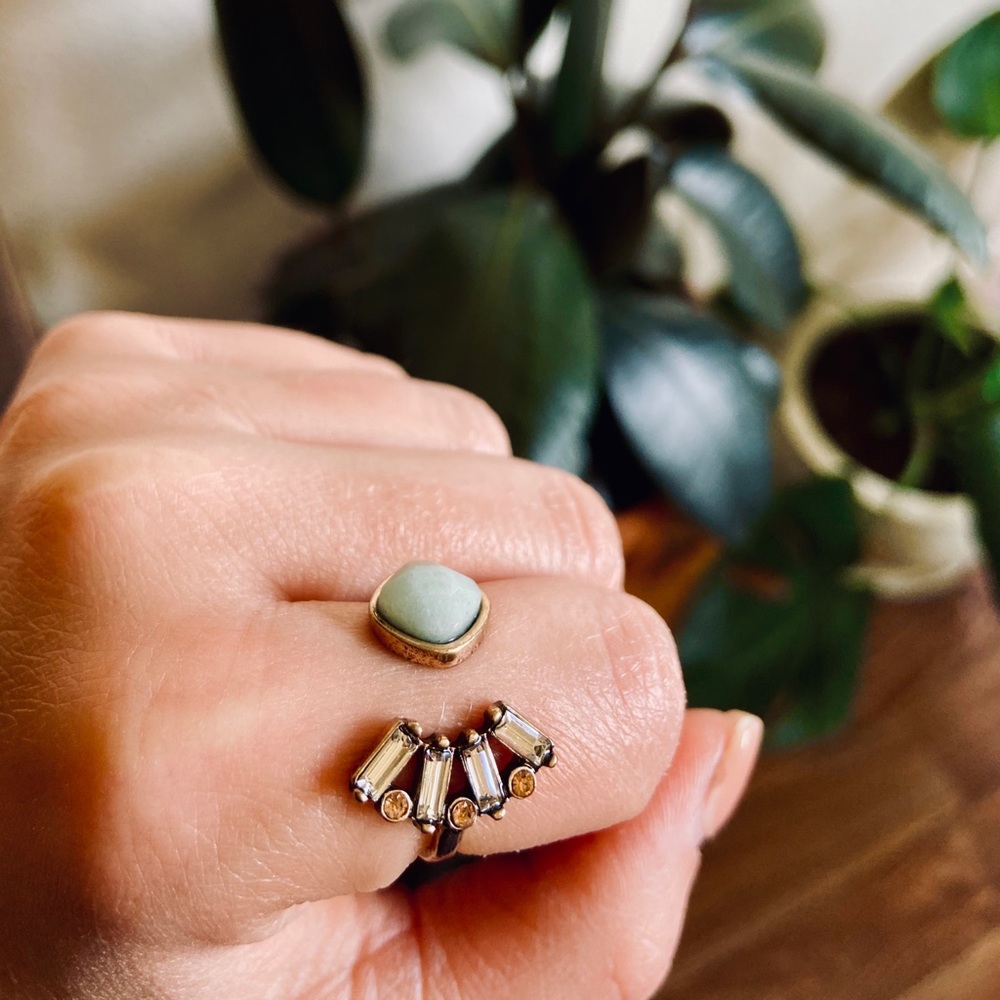 🌿 Stone Crystal Statement Ring / Adjustable ▪️